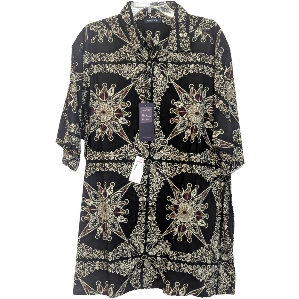 VTG 90s Nautica Geometric Mandala Shirt Men's XL NWT Cotton Aztec Tribal Star